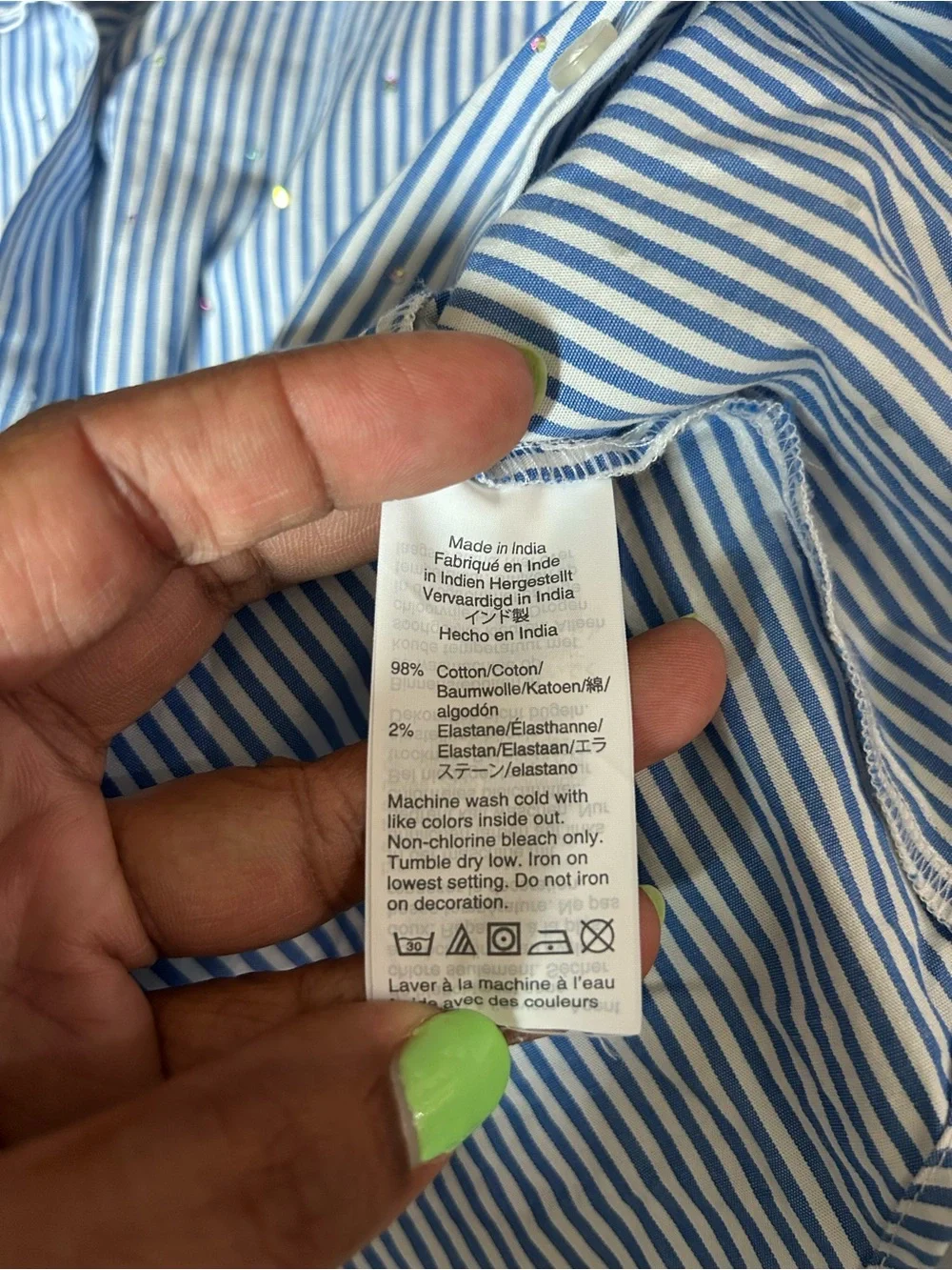 J. Crew | Gemstone embellished perfect poplin shirt in stripe